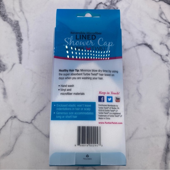 New Turbie Twist Reversible Lined Shower Cap - Picture 2 of 4